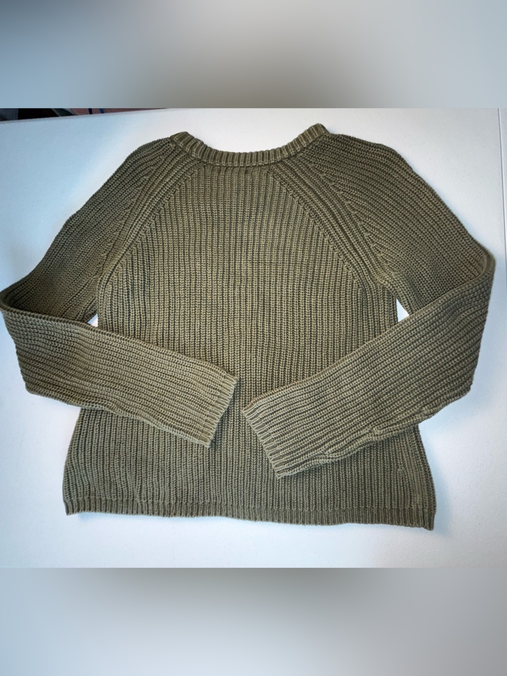 Quince 100% Organic Cotton Chunky Knit Sweater Small Olive Green Granola Girl - Picture 3 of 10